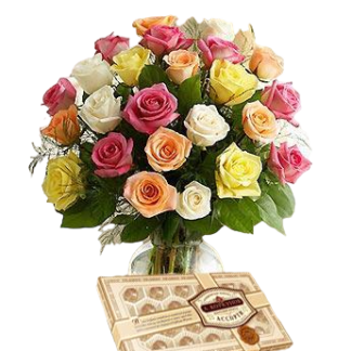 25 colorful roses with chokolates | Flower Delivery Arkhangelsk