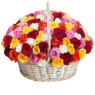 51 colorful roses in the basket | Flower Delivery Arkhangelsk